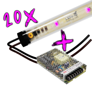 20x Luminárias de LED Rosa + 1 x Fonte MeanWell de 150W