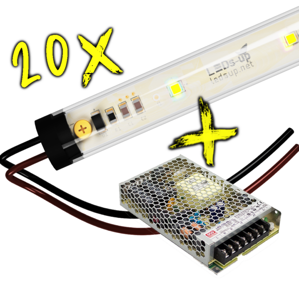20x Luminárias de LED Branca + 1 x Fonte MeanWell de 150W